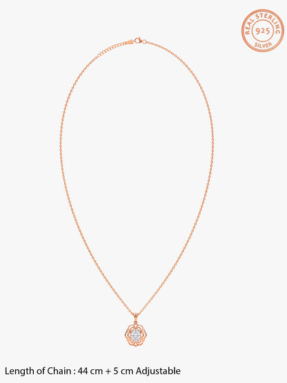 Rose Gold Sabina Pendant With Link Chain