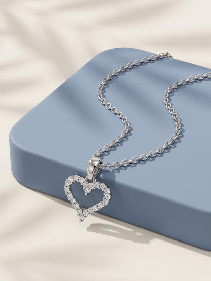 Silver Eternal Heart Pendant With Link Chain
