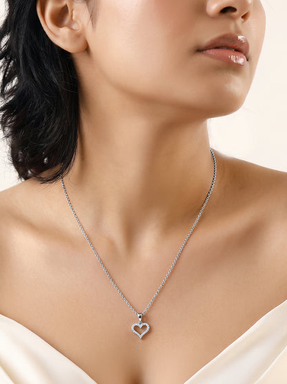 Silver Eternal Heart Pendant With Link Chain
