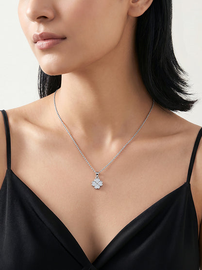 Silver Floret Lover Pendant With Link Chain