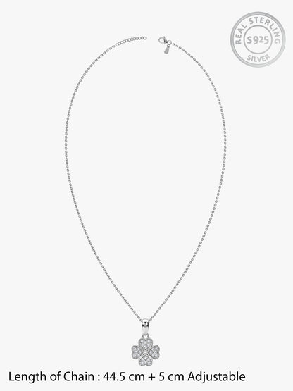 Silver Floret Lover Pendant With Link Chain