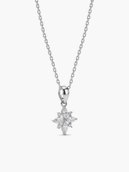 Silver Celeste Floral Pendant With Link Chain