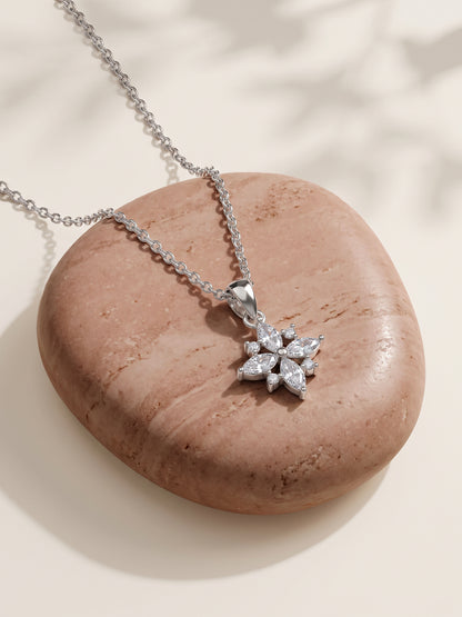 Silver Celeste Floral Pendant With Link Chain