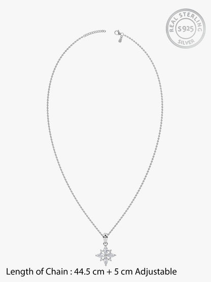 Silver Celeste Floral Pendant With Link Chain