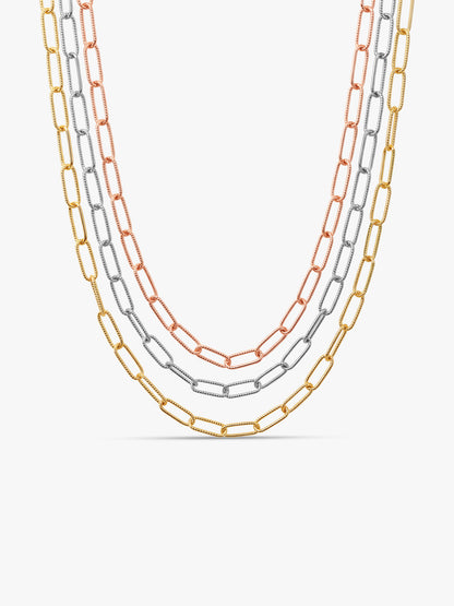 Triple Tone Una Silver Necklace