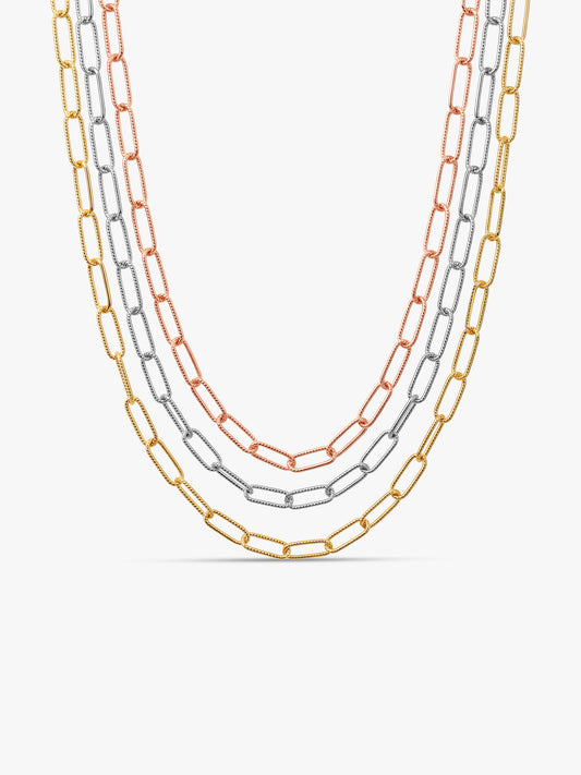 Triple Tone Una Silver Necklace
