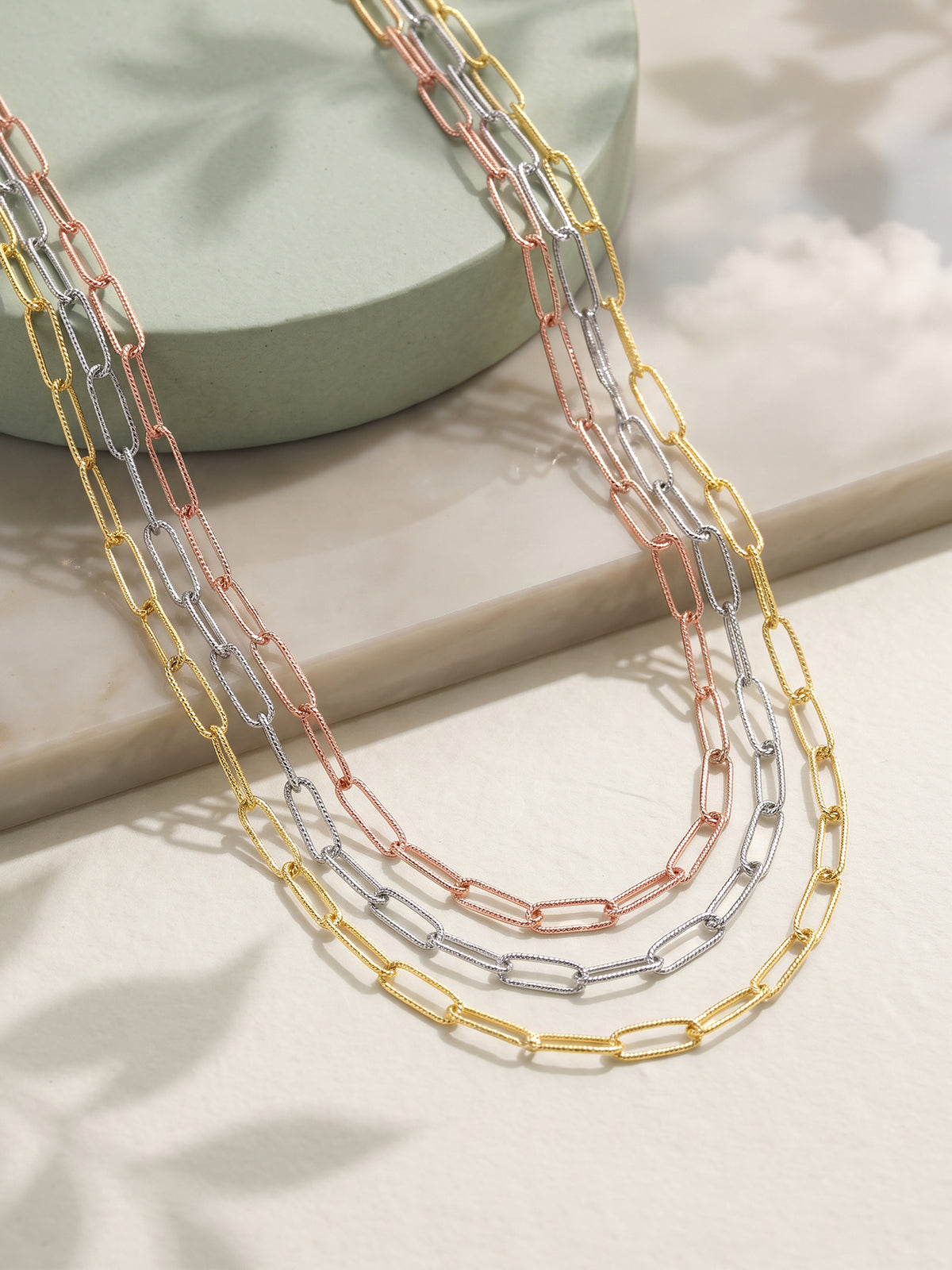 Triple Tone Una Silver Necklace