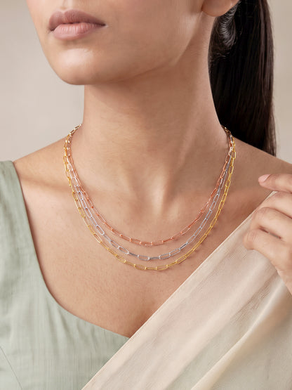 Triple Tone Una Silver Necklace