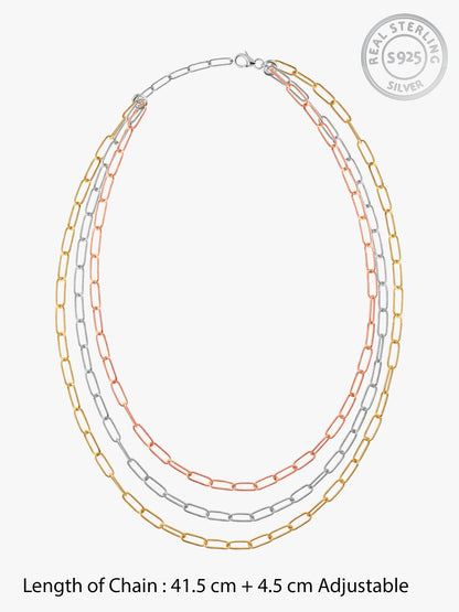 Triple Tone Una Silver Necklace