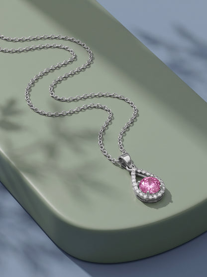 Silver Rosina Pendant With Link Chain