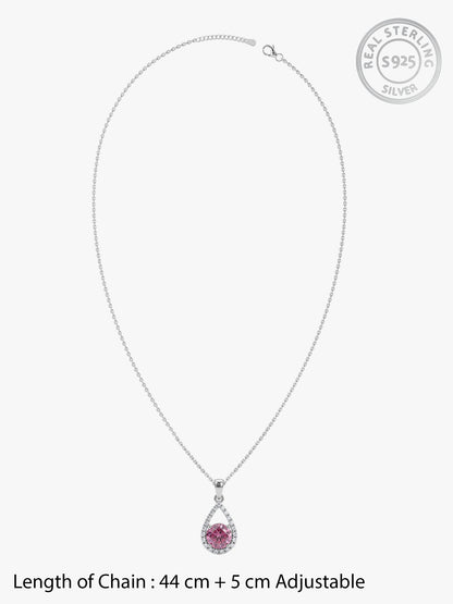 Silver Rosina Pendant With Link Chain