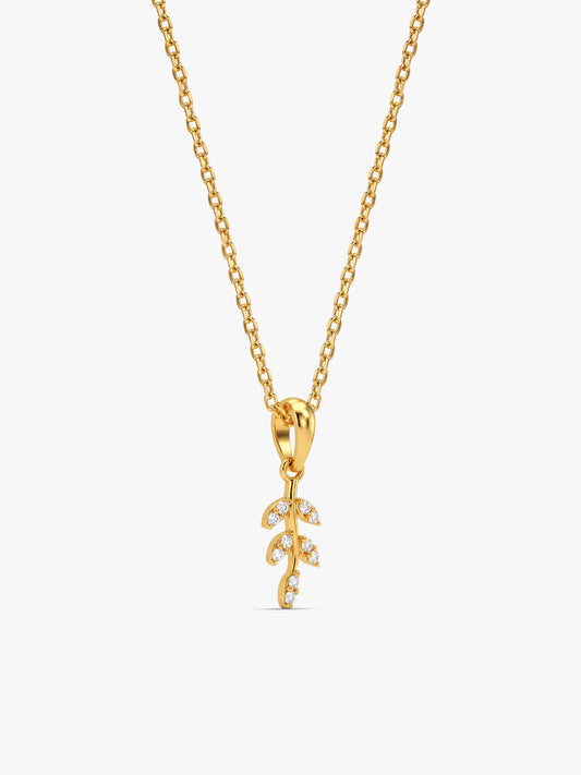 Golden Daphne Branch Pendant with Link Chain