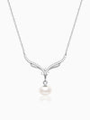 Silver Pearl Grace Drop Necklace