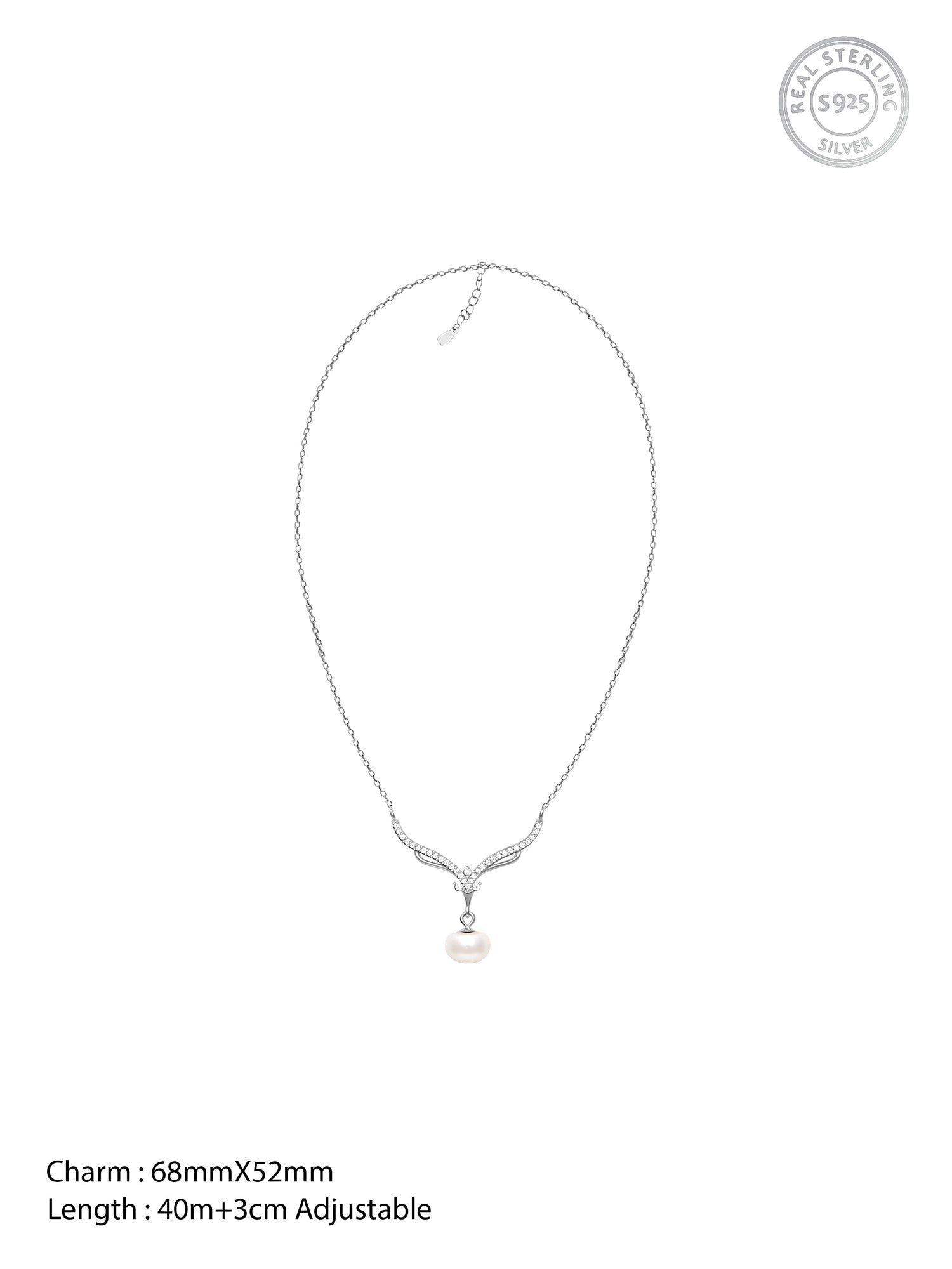 Silver Pearl Grace Drop Necklace
