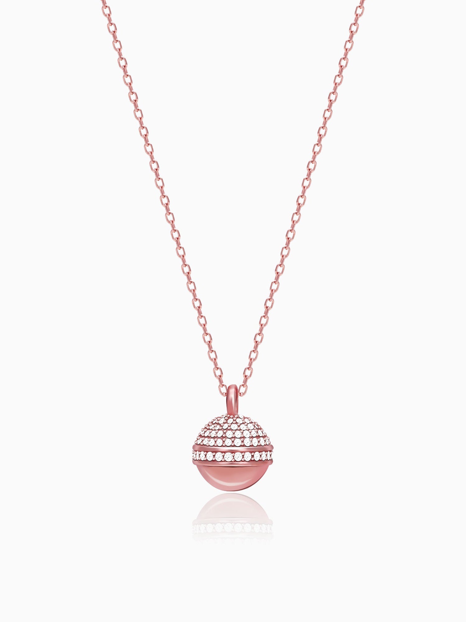 Rose Gold Studded Trinket Pendant With Link Chain