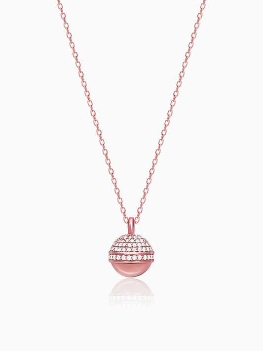 Rose Gold Studded Trinket Pendant With Link Chain