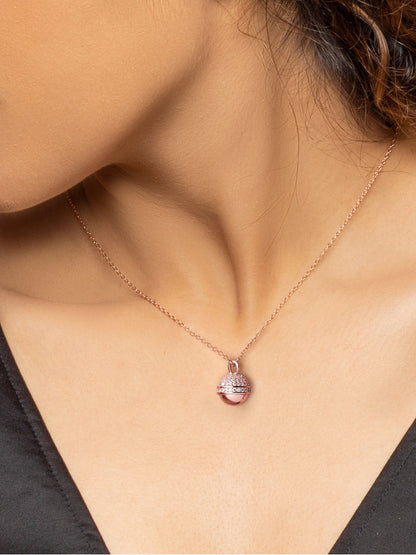Rose Gold Studded Trinket Pendant With Link Chain