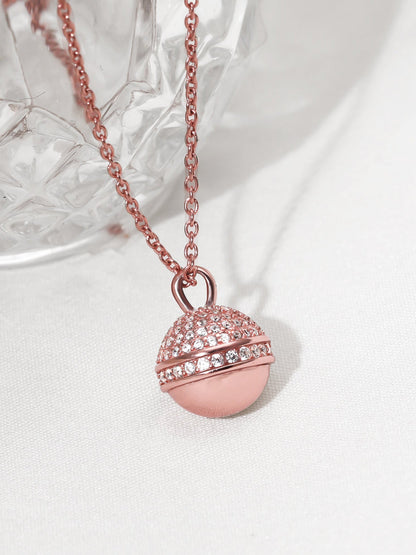 Rose Gold Studded Trinket Pendant With Link Chain