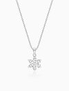 Silver Flowery Snowflake Pendant With Link Chain