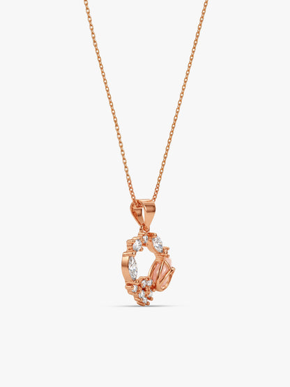 Rose Gold Drop Wreath Pendant With Link Chain