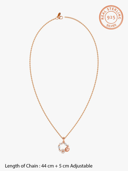 Rose Gold Drop Wreath Pendant With Link Chain