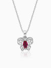 Silver Pop Pink Studded Butterfly Pendant With Link Chain