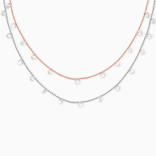 Silver And Rose Gold Layered Queens Necklace