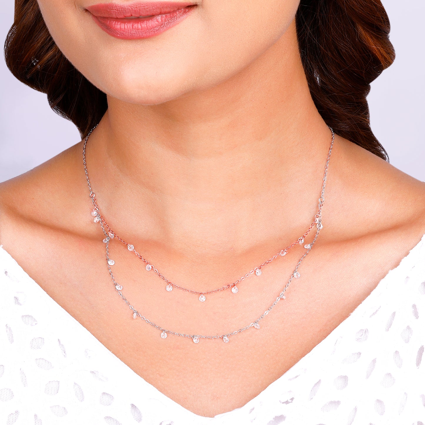 Silver And Rose Gold Layered Queens Necklace
