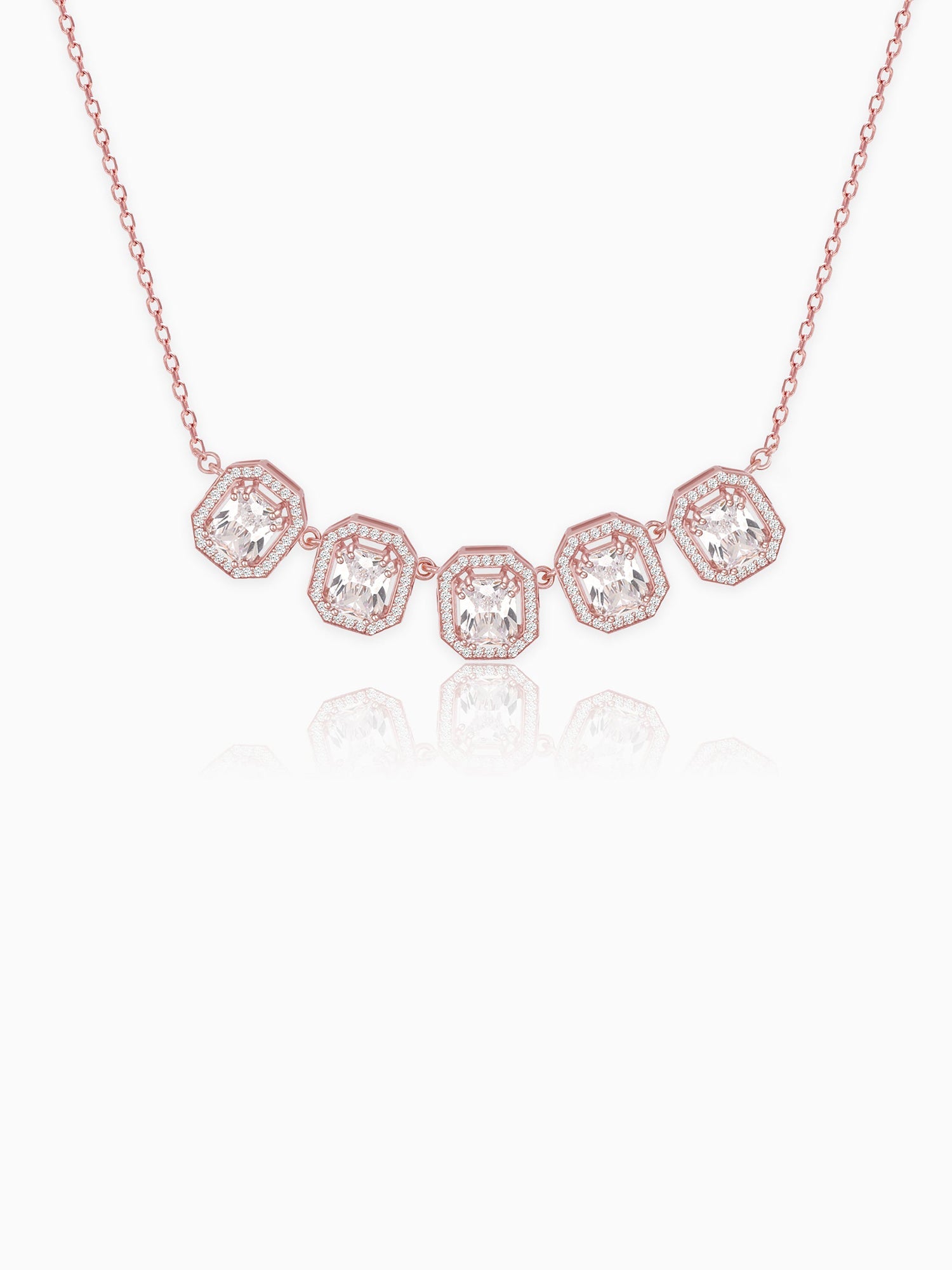 Rose Gold Baguette Bunch Necklace