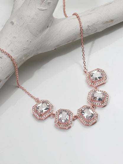 Rose Gold Baguette Bunch Necklace