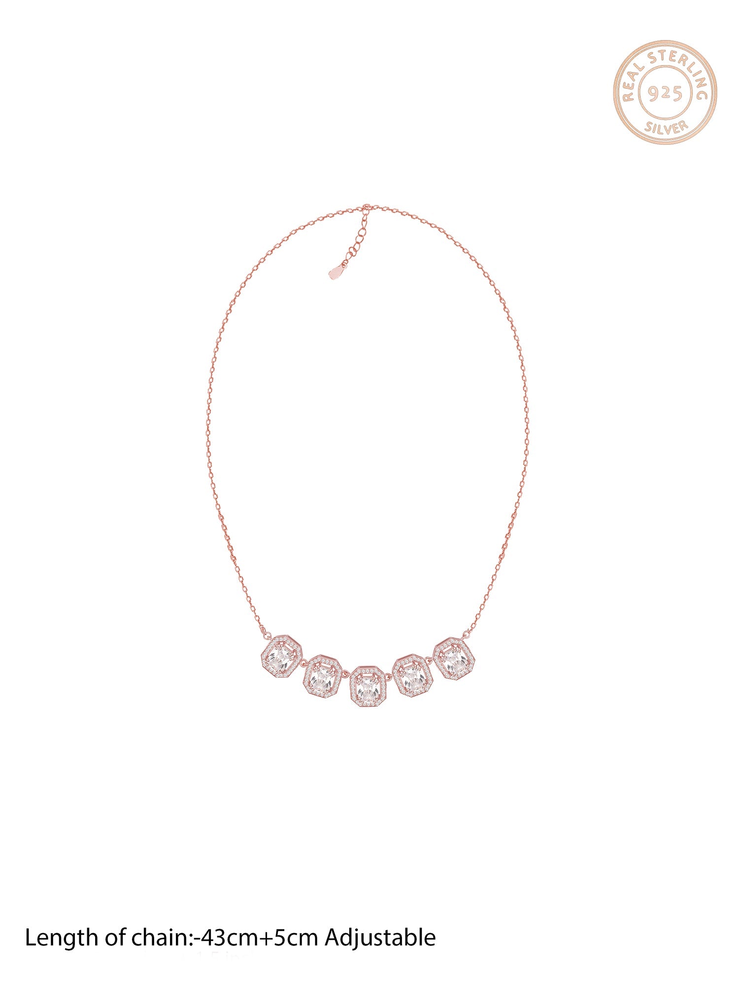 Rose Gold Baguette Bunch Necklace