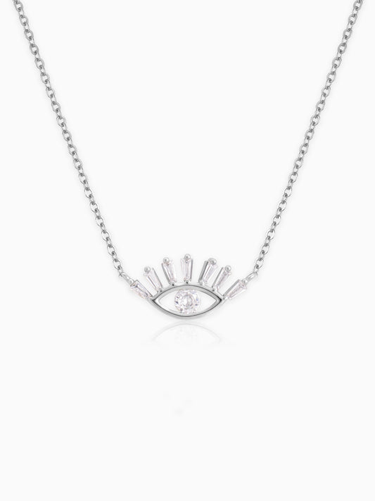 Silver Zircon Evil Eye Claw Pendant