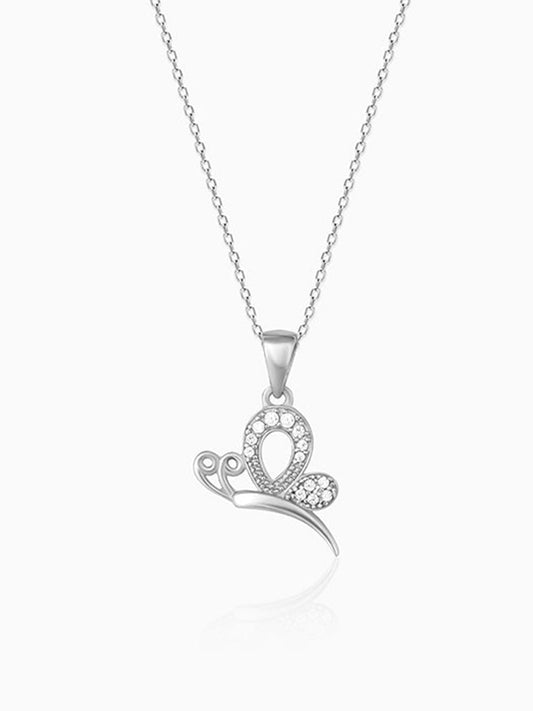 Silver Love Like A Butterfly Pendant With Link Chain