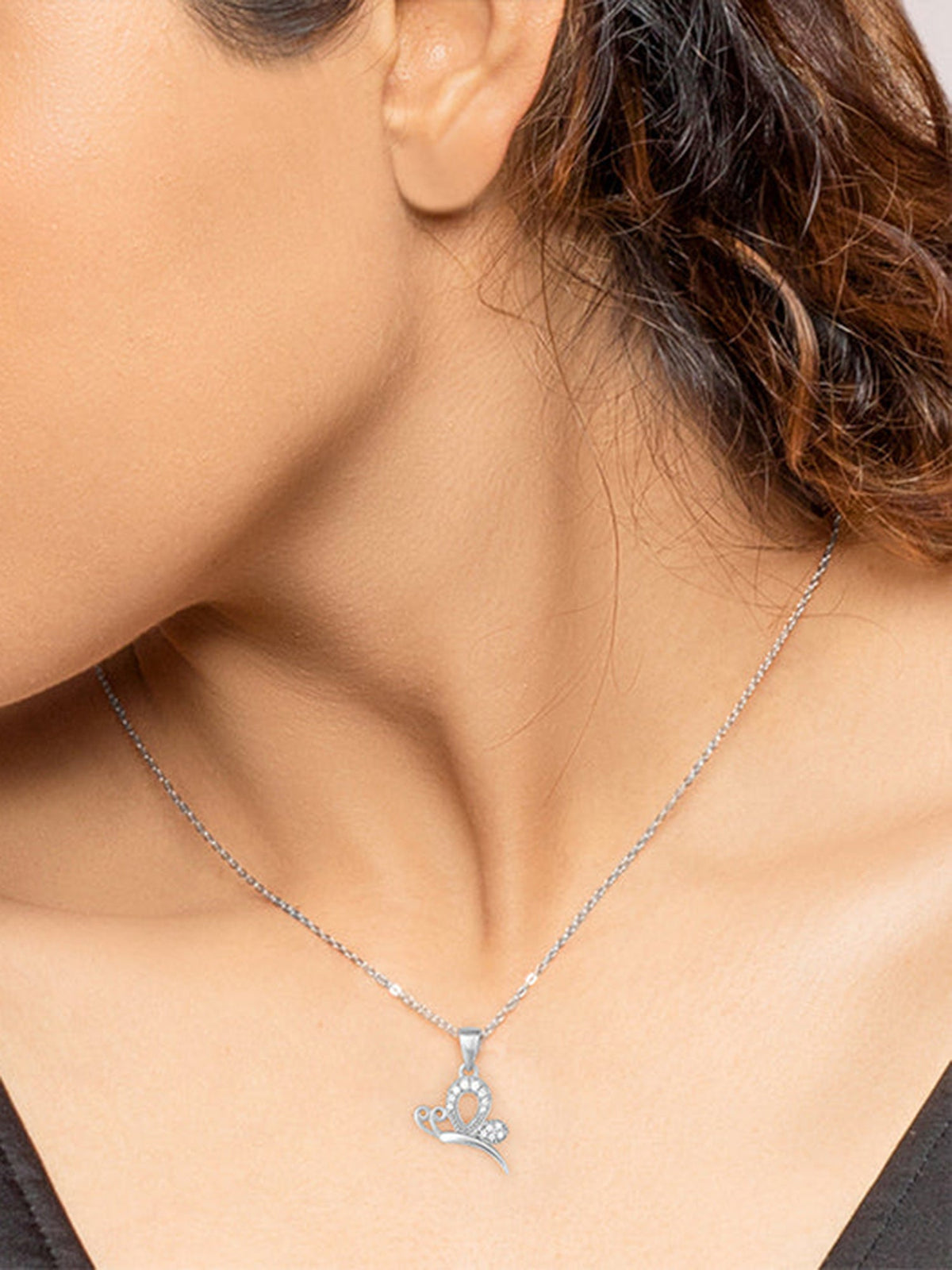 Silver Love Like A Butterfly Pendant With Link Chain