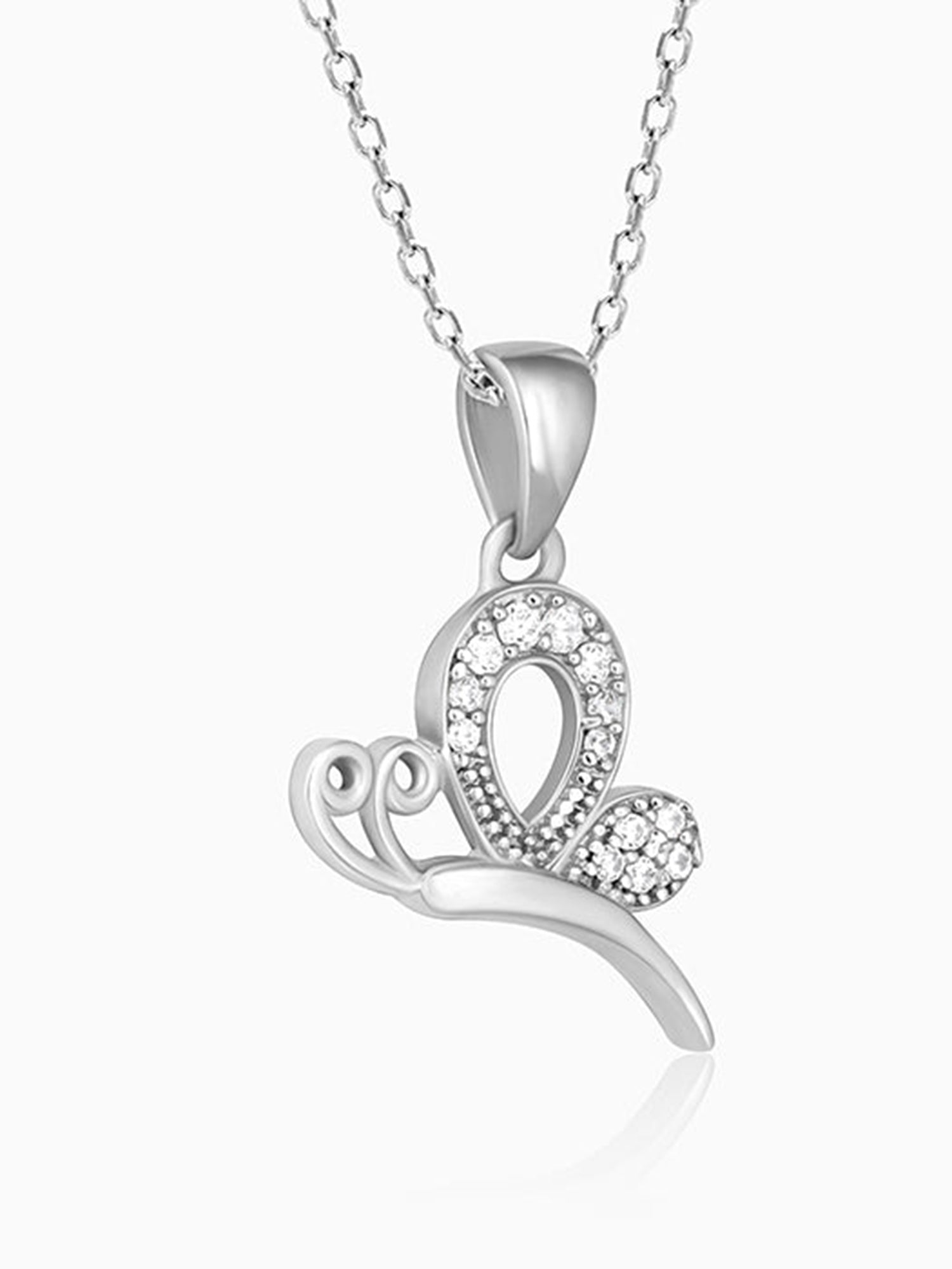 Silver Love Like A Butterfly Pendant With Link Chain