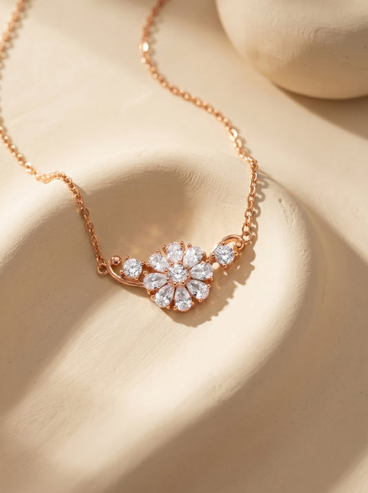 Rose Gold Floral Necklace