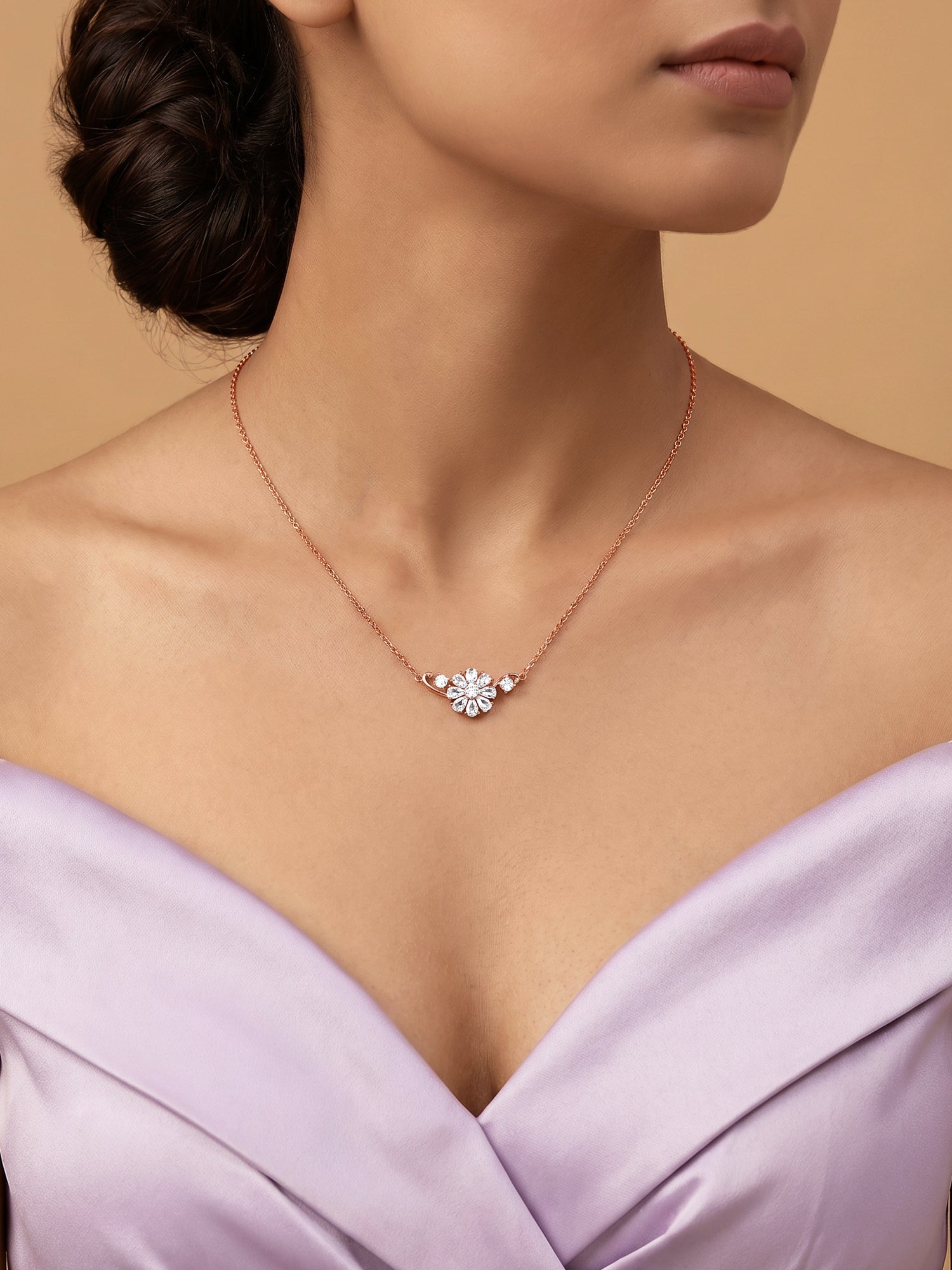 Rose Gold Floral Necklace