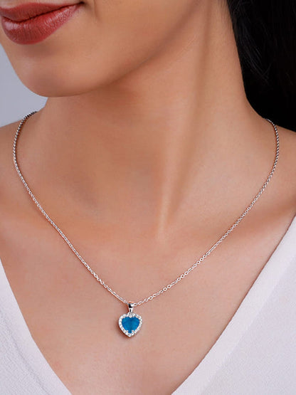 Silver Titanic Heart Of The Ocean Pendant With Link Chain