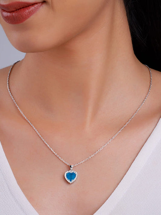 Silver Titanic Heart Of The Ocean Pendant With Link Chain