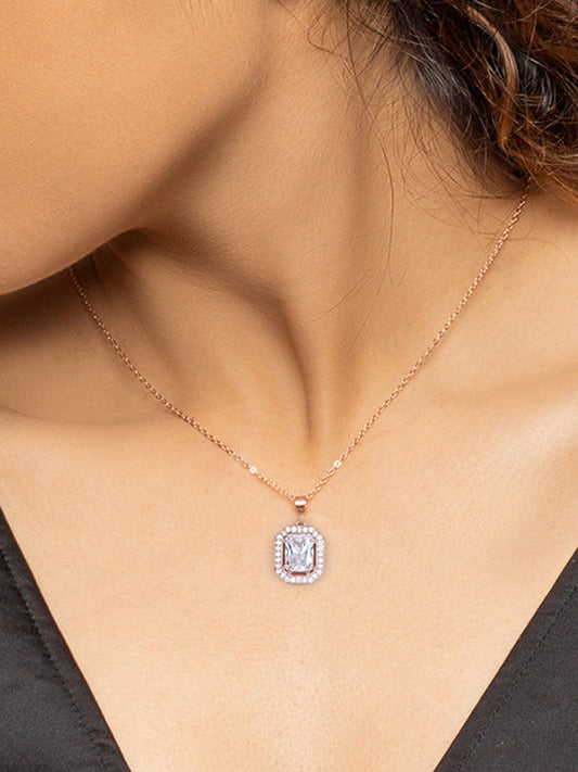 Rose Gold Mystique Romance Pendant With Link Chain