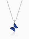 Silver Midnight Blue Butterfly Pendant With Link Chain