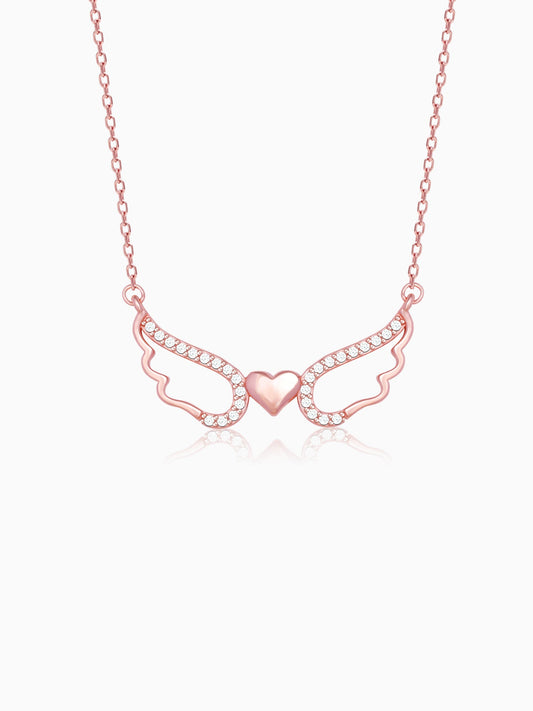 Rose Gold Wing It With Love Necklace