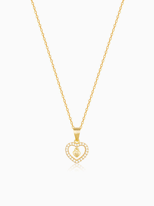Golden Love Droplet Pendant With Link Chain
