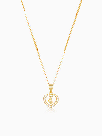 Golden Love Droplet Pendant With Link Chain