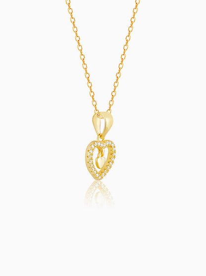 Golden Love Droplet Pendant With Link Chain