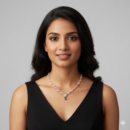 Rose Gold Blue Moon Necklace