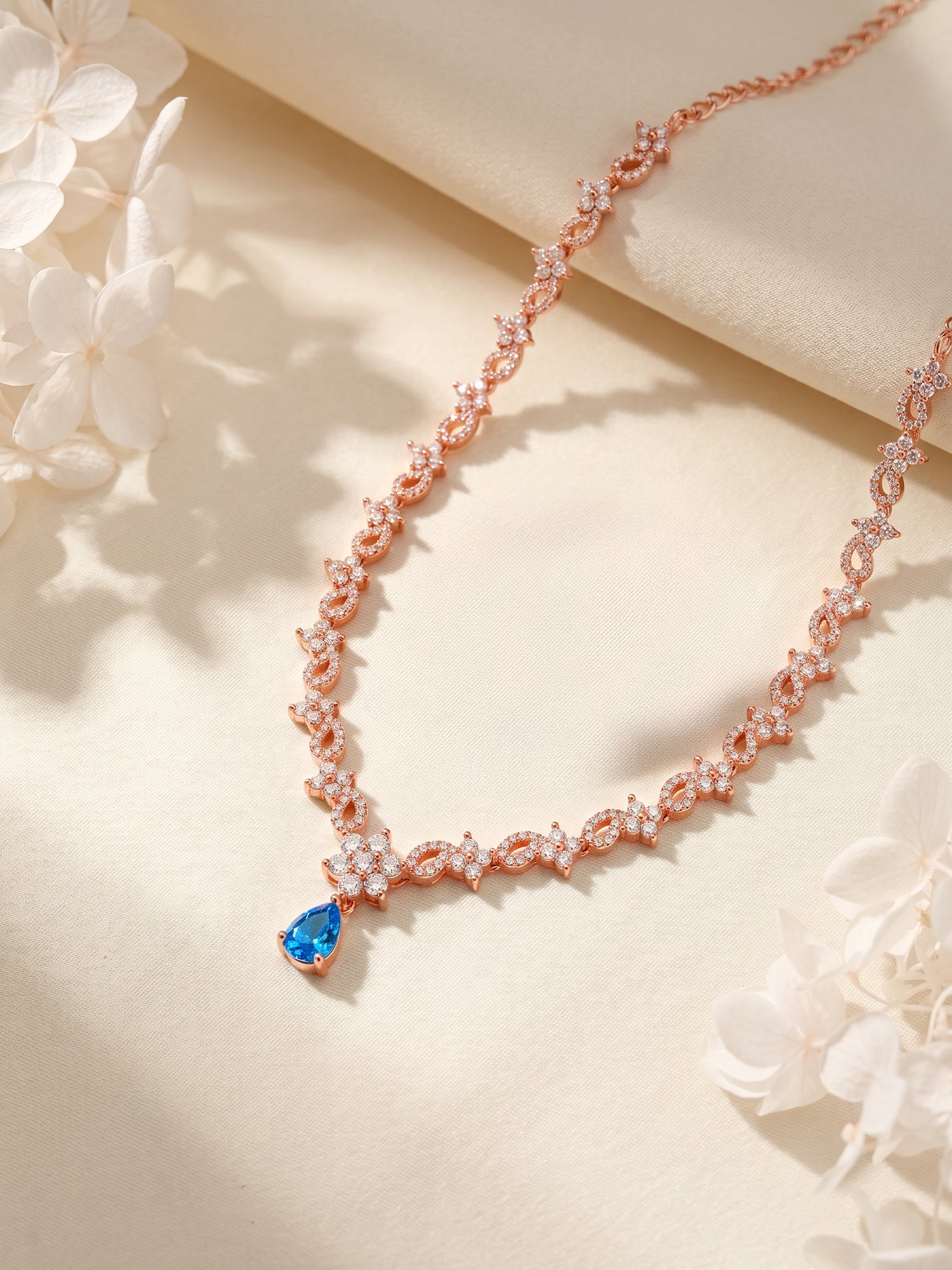 Rose Gold Blue Moon Necklace