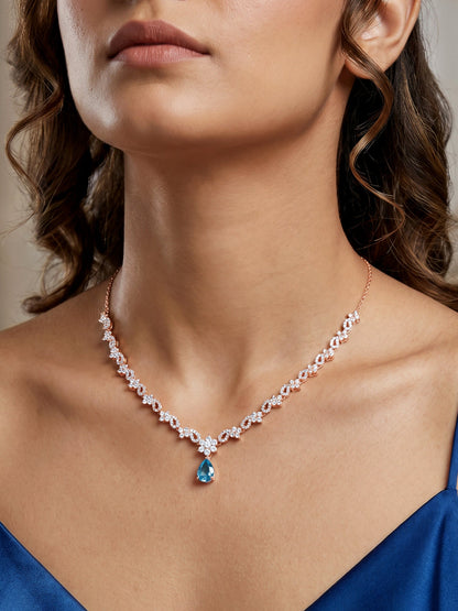 Rose Gold Blue Moon Necklace