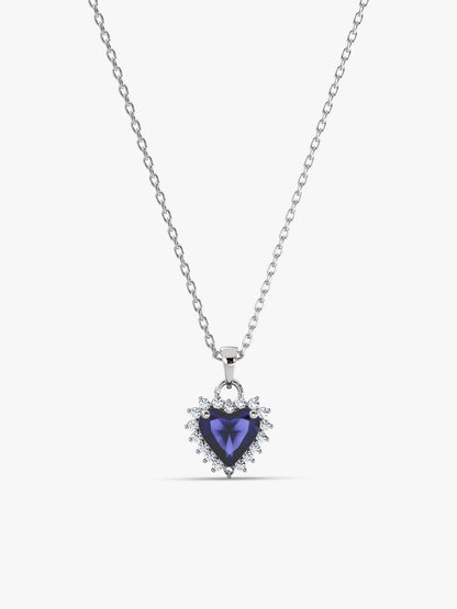 Silver Heart Of The Ocean Pendant With Link Chain