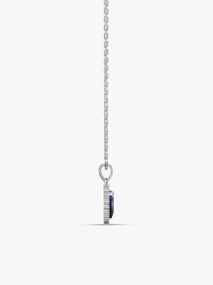 Silver Heart Of The Ocean Pendant With Link Chain